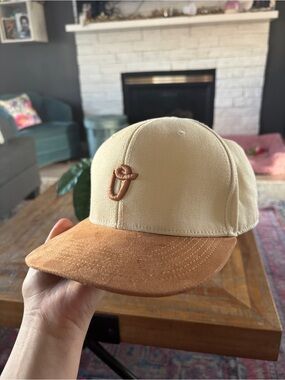 Men's Beige Canvas trucker style Cap with Tan Suede Brim